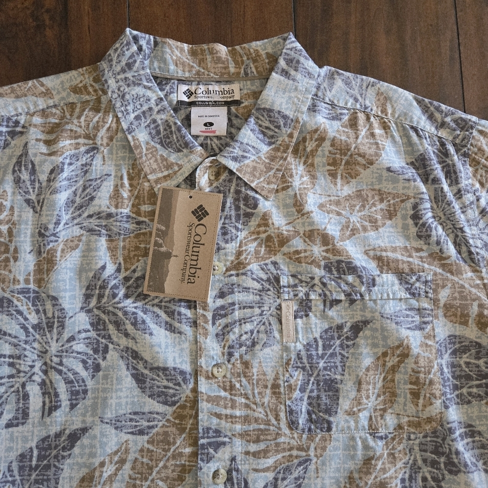 Columbia Sportswear Beecher Island Hawaiian Shirt Men's Short Sleeve Leaf Print - Picture 5 of 8